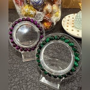 Purple and Green Beaded Bracelets